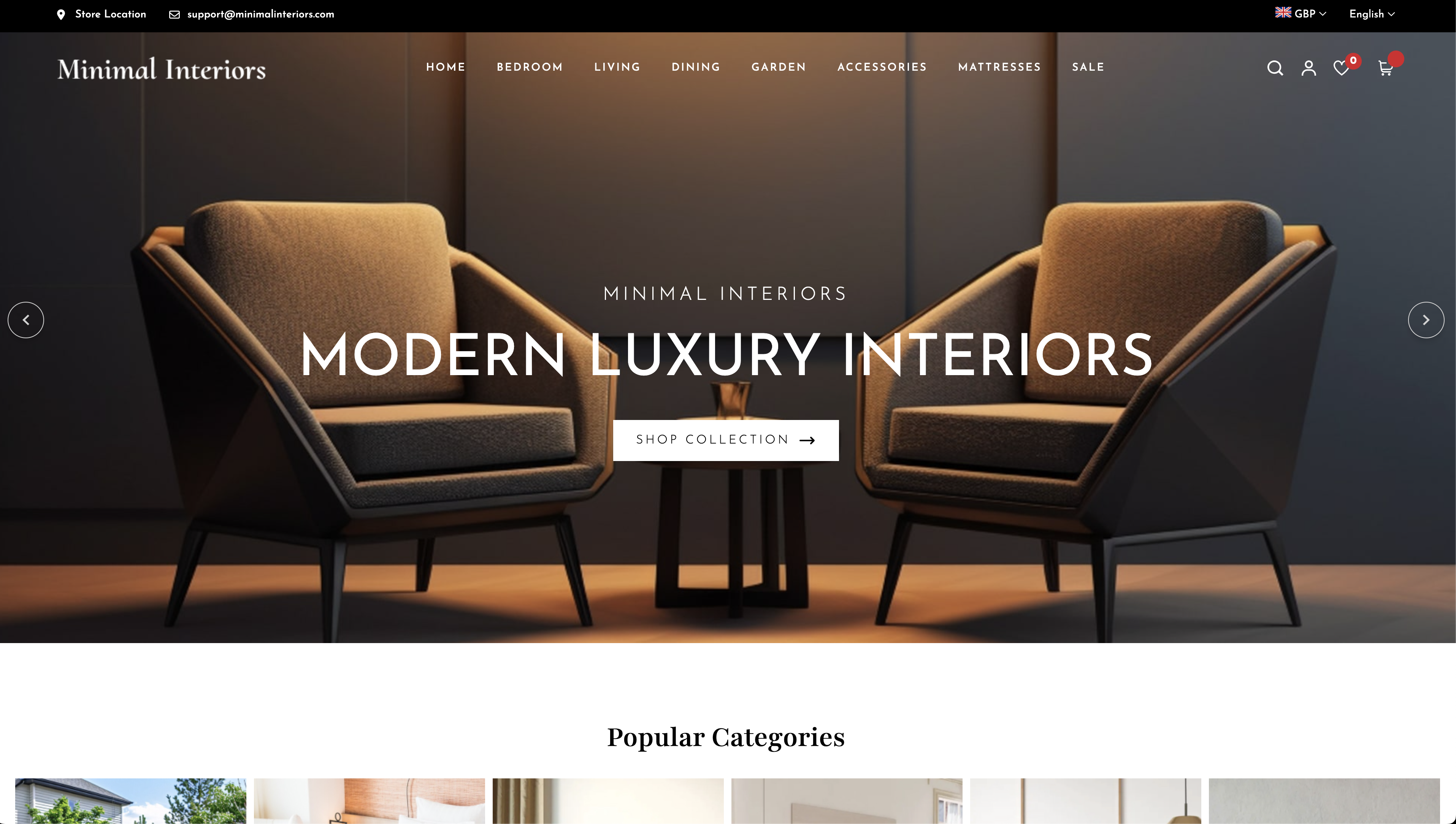 Minimal Interiors // Shopify + SEO + PPC